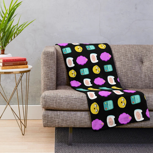 Adventure Time Inspired Plush Blanket Featuring Finn, Jake, and Other Beloved Characters