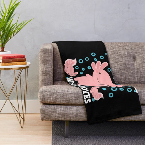 Cozy axolotl plush blanket featuring a cute and kawaii design