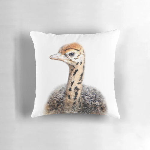 Charming baby ostrich animal art print, perfect for a safari-themed nursery or child's bedroom