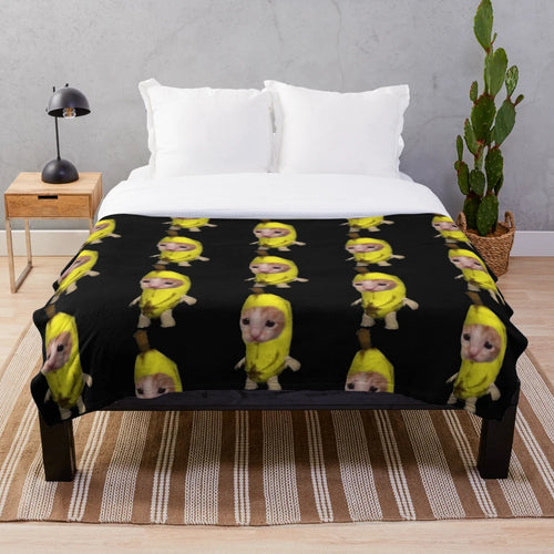 Soft and cuddly banana cat plush blanket