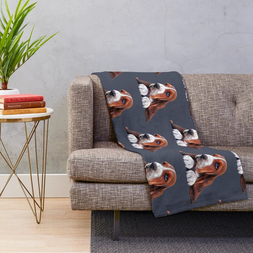Basset hound plush blanket with a cute puppy design