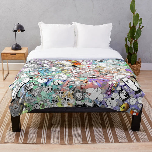Battle Cats inspired plush blanket with cute cat design
