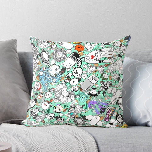 A soft and cozy plush pillow featuring the popular Battle Cats characters
