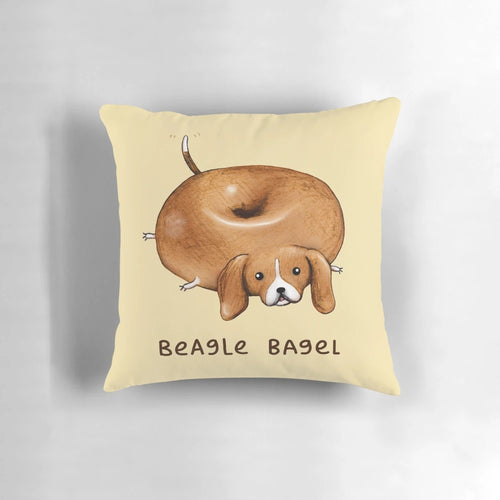 Illustrated Beagle Bagel Pillow - Cute and Whimsical Dog Breed Home Accent
