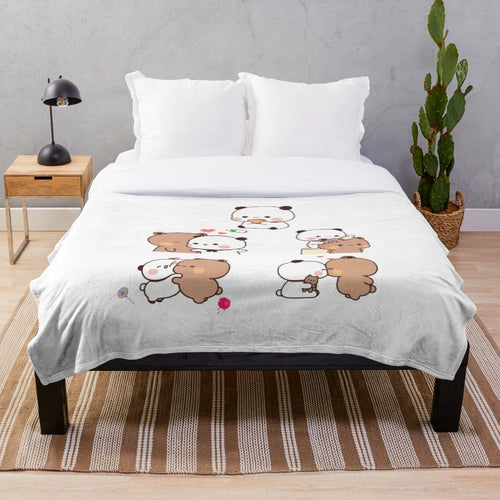 Bubu dudu balloon plush bear and panda blanket
