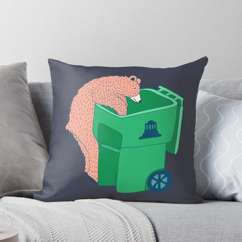 Soft, plush bear trash can pillow with cute, whimsical design