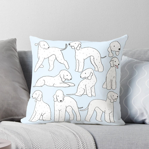 Soft, plush pillow featuring a cute and cozy Bedlington Terrier dog breed design.
