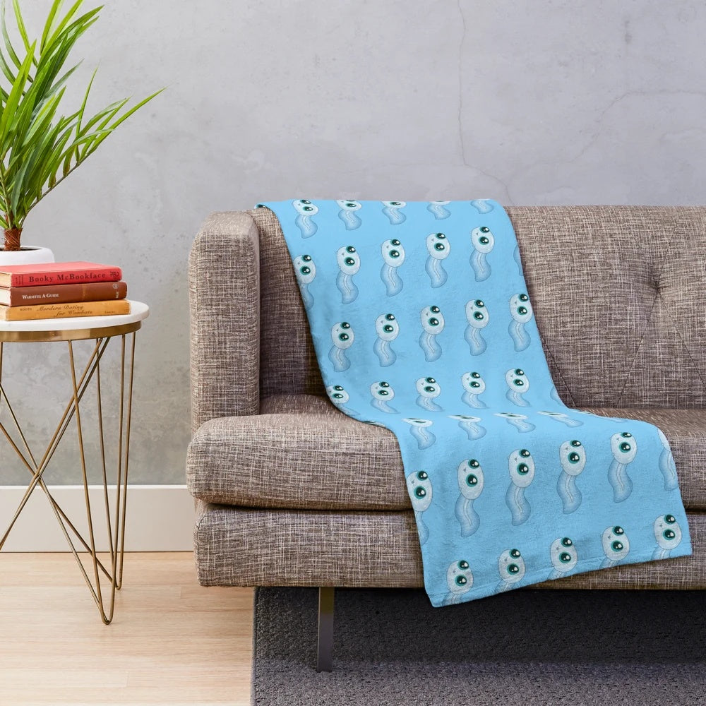 Blue tadpole plush blanket