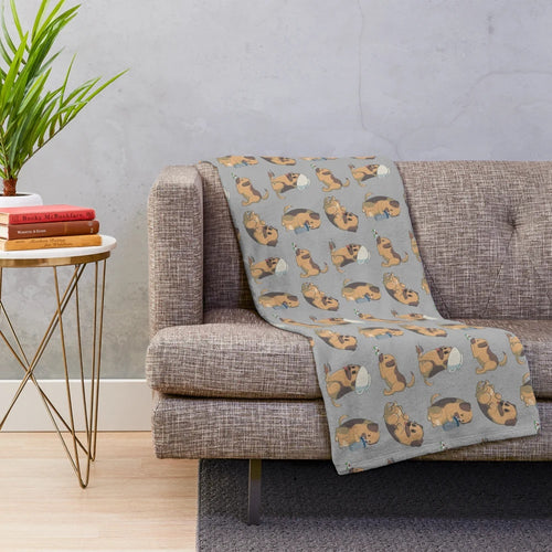 Cute border terrier pattern plush blanket