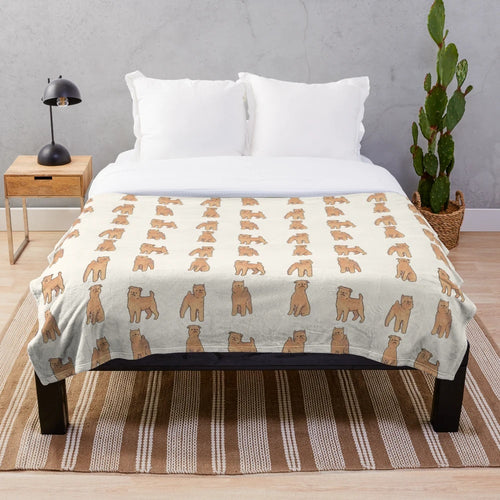 Cute Brussels Griffon Dog Illustration Plush Blanket