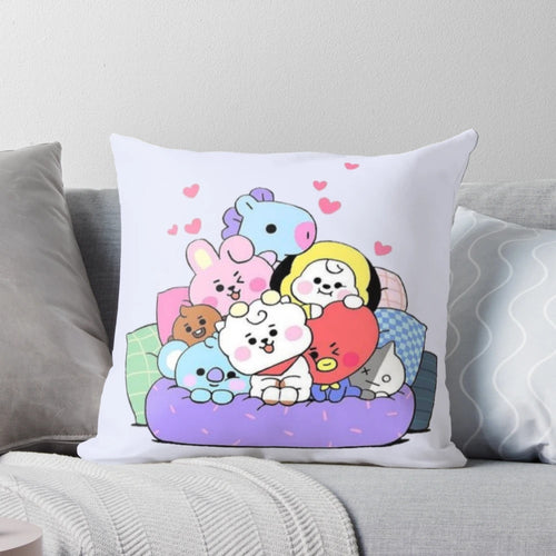 BT21 plush pillow featuring the 7 cute baby characters from the popular K-Pop group BTS.