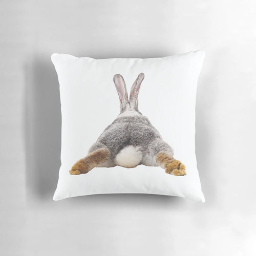 Soft, plush decorative pillow featuring a cute bunny rabbit's tail and butt.