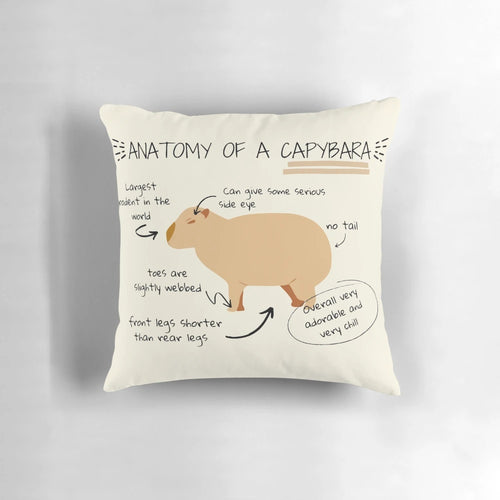 Soft and plush capybara-themed pillow with a cute cartoon design