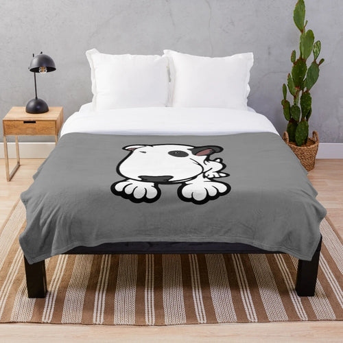 Cute cartoon bull terrier plush blanket with eye patch design