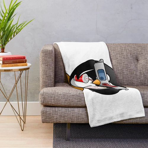 Cute 3D penguin character plush blanket for cinema and movie enthusiasts