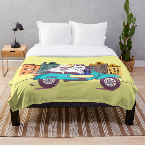 Cute and Cuddly Cats Plush Blanket with Soft Faux Fur