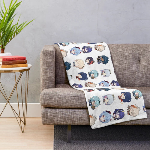 Genshin Impact characters chibi plush blanket