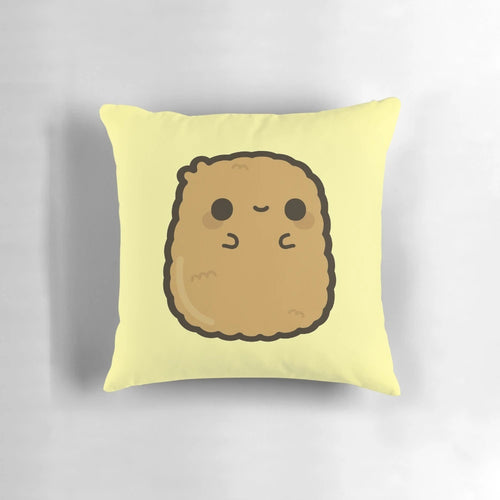 Soft and plush chicken nugget-shaped pillow in a cute, kawaii style