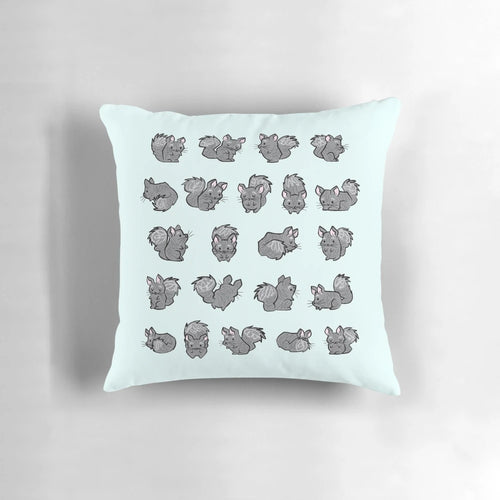 Illustration of a cute chinchilla on a plush pillow