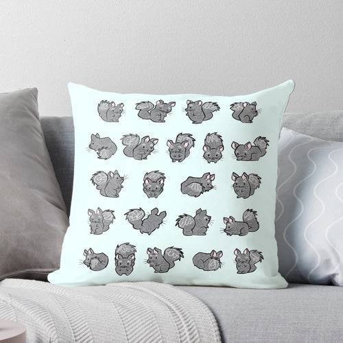 Illustration of a cute chinchilla on a plush pillow