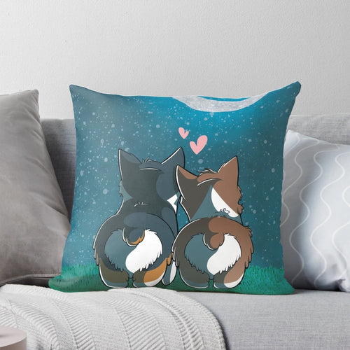 Illustration of a cute corgi dog's behind on a white pillow