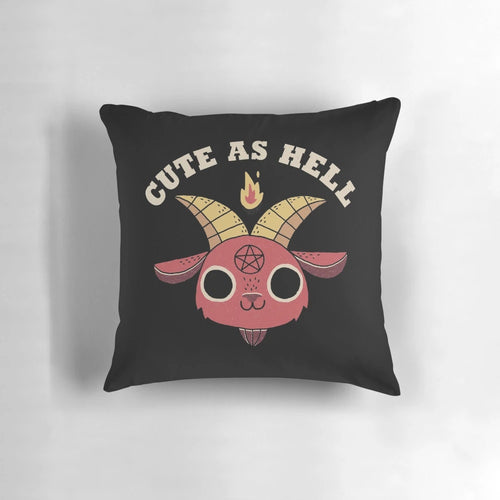 Cute as Hell Pillow featuring a retro occult-inspired devil character design