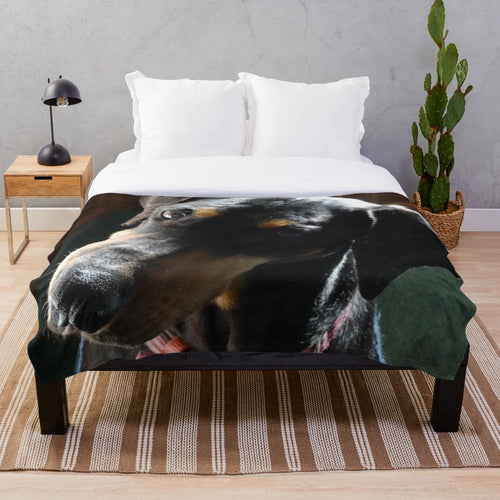 Doberman Tilt Plush Blanket