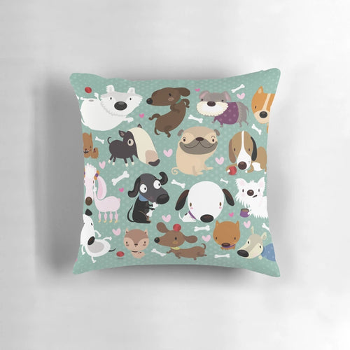 Soft, patterned pillow featuring a cute dog design by mjdaluz