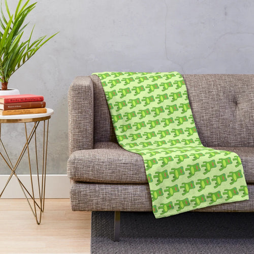 Frog inspired plush blanket with froggy chair design for Animal Crossing fans