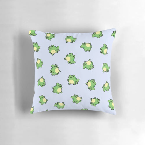 Soft, plush frog-shaped pillow in green and brown colors