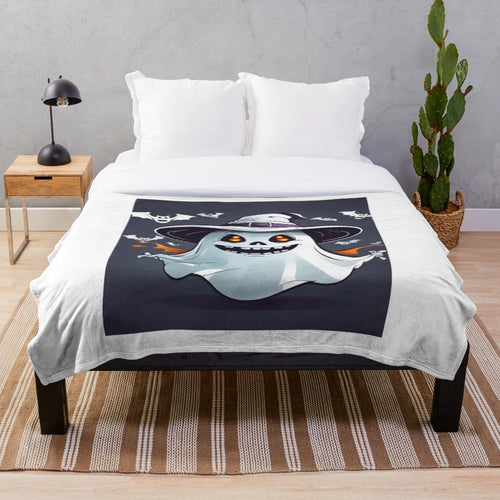 Cute ghost-themed plush blanket