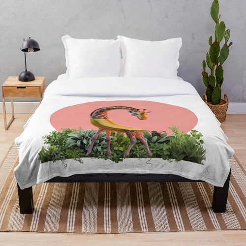 Soft and cuddly giraffe-patterned plush blanket for home decor