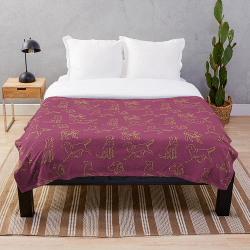 Golden Retriever Pattern Plush Blanket