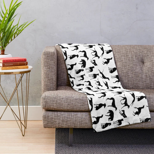 Greyhound plush blanket with a hand-drawn design