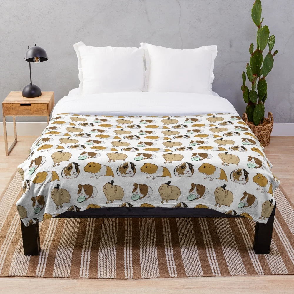 Soft and cuddly guinea pig patterned plush blanket