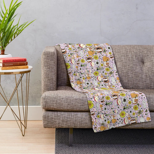 Soft pink plush blanket with cute guinea pig design