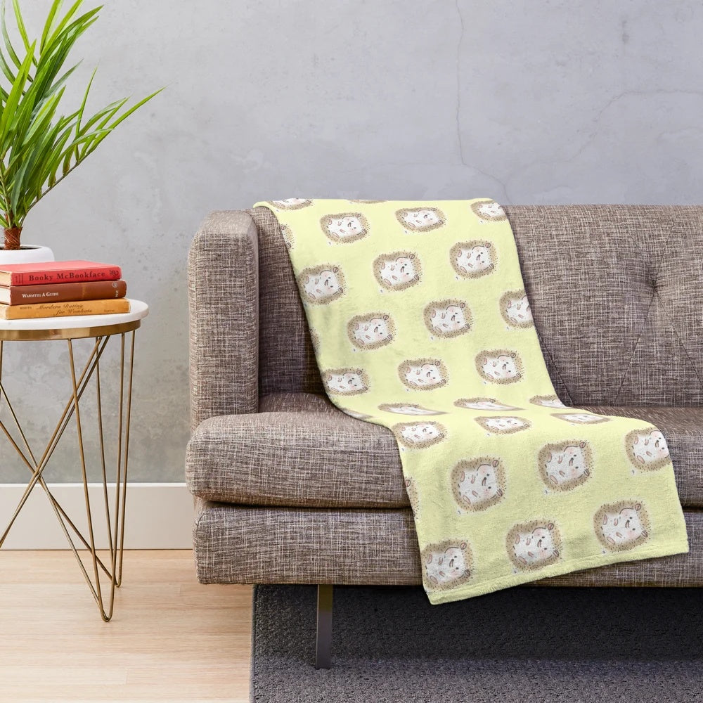 Hedgehog Plush Blanket with Cute Pop Art Design