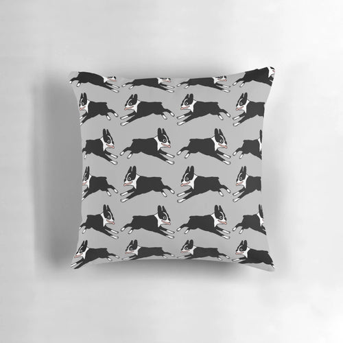 Jumping Boston Terrier Cartoon Dog Pillow