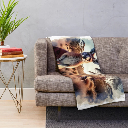 Kangaroo plush blanket with a cute, cuddly design