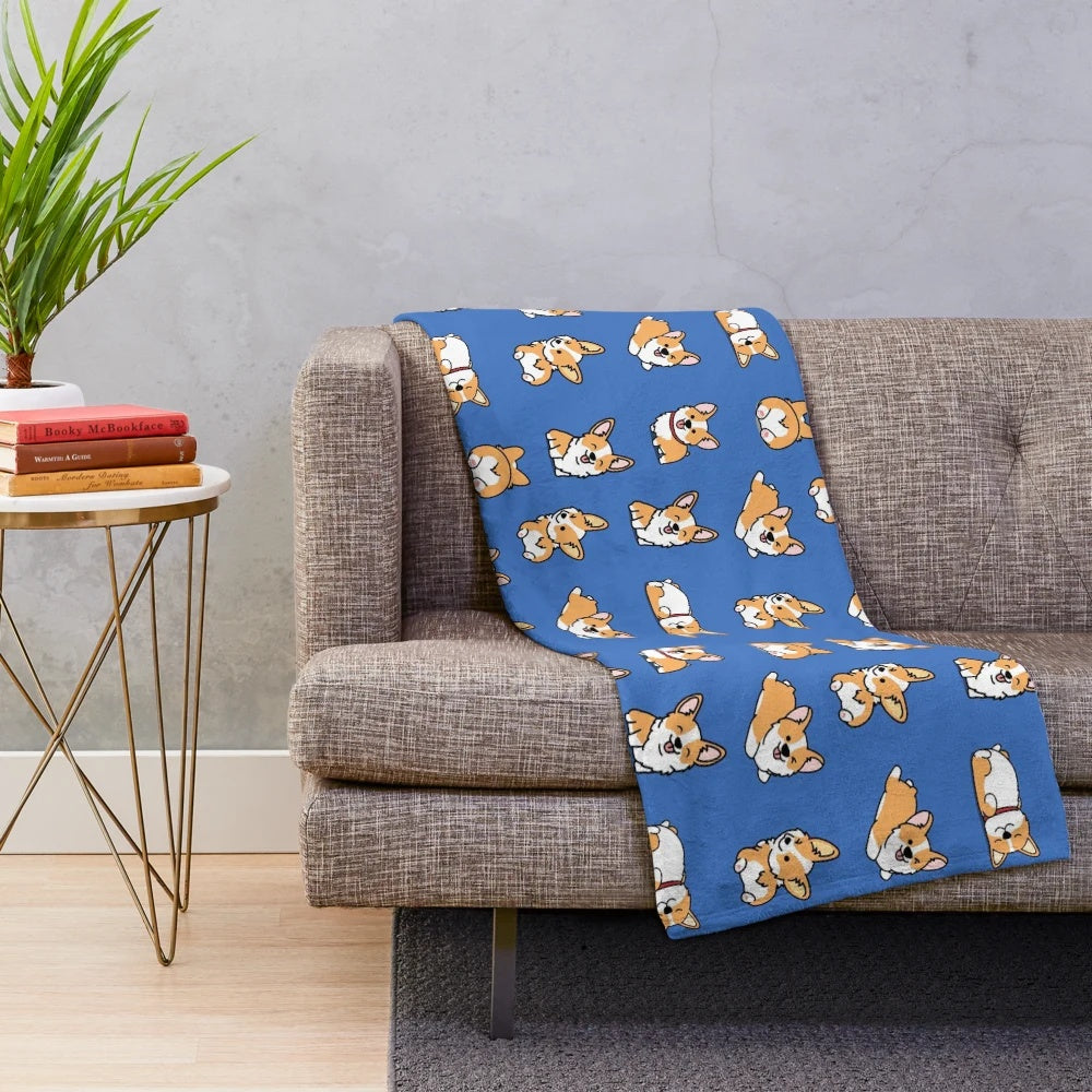 Kawaii Corgi Plush Blanket