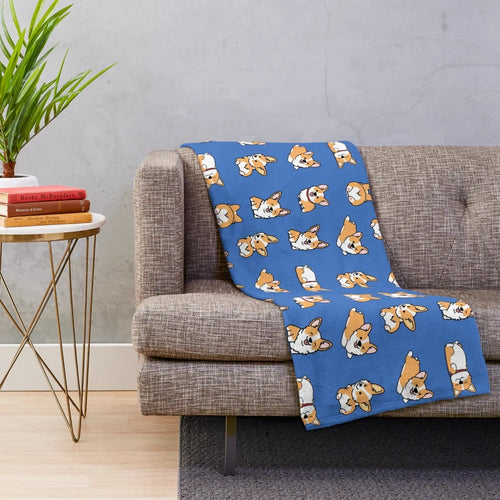 Kawaii Corgi Plush Blanket