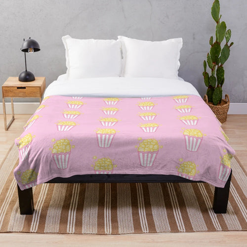 Cute and kawaii popcorn plush blanket for movie lover