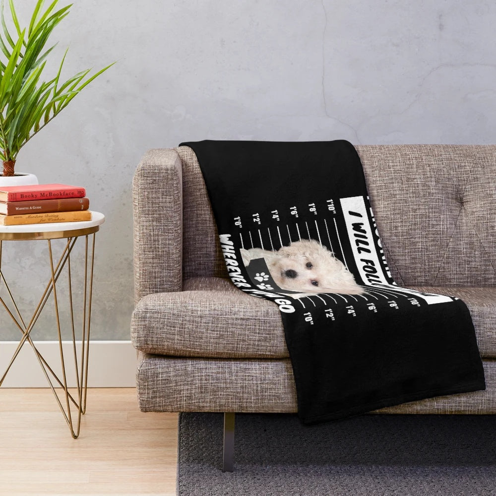 Soft, plush blanket featuring a cute, white Maltipoo dog