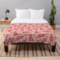 Meerkat plush blanket featuring a cute cartoon pattern of the African suricata suricatta animal