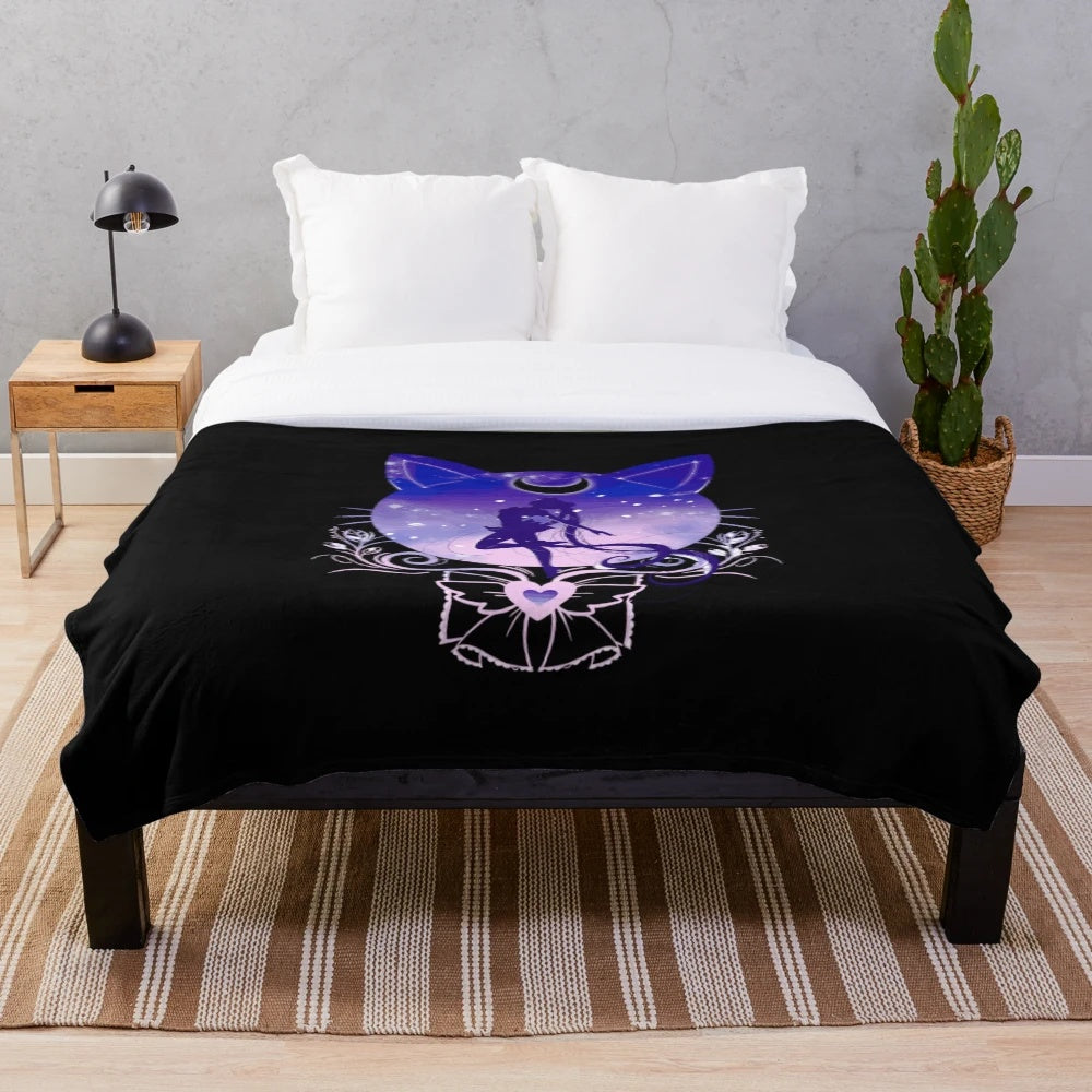 Anime-inspired moon girl plush blanket for cozy bedroom decor