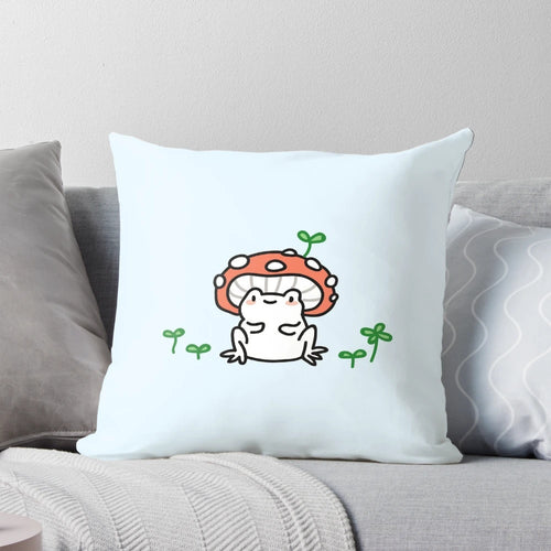 Cute and cuddly mushroom-themed frog plush pillow for your home