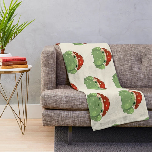 Soft and fluffy mushroom frog plush blanket for cozy cottage core style