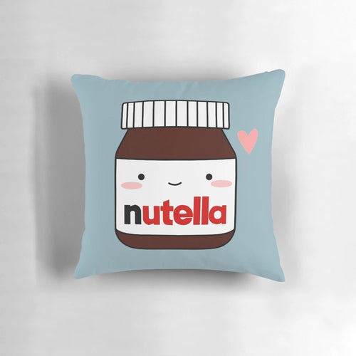 Soft and cuddly Nutella jar-shaped pillow, perfect for snuggling and displaying