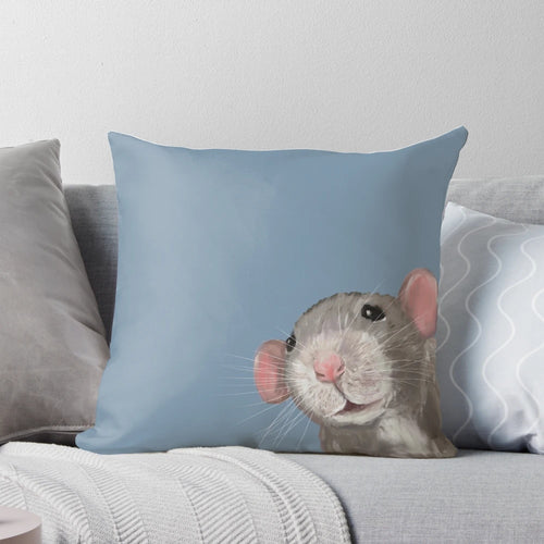 Cute Rat Decorative Pillow - Adorable Pet Rat Portrait
