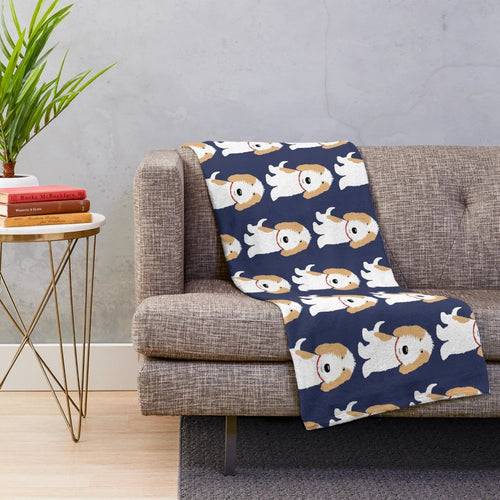 Cute cartoon dog PBGV plush blanket
